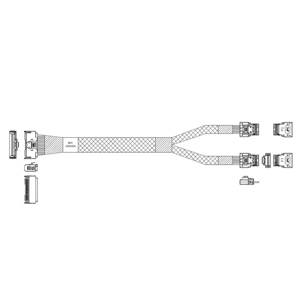 Кабель DiliVing DLMC74-8871 Cable MCIO x8 74P (прямой Straight Type) -TO- 2x Slimline SAS x4 38P (SFF8654, прямой Straight Type), 85 Ohm, L:80cm