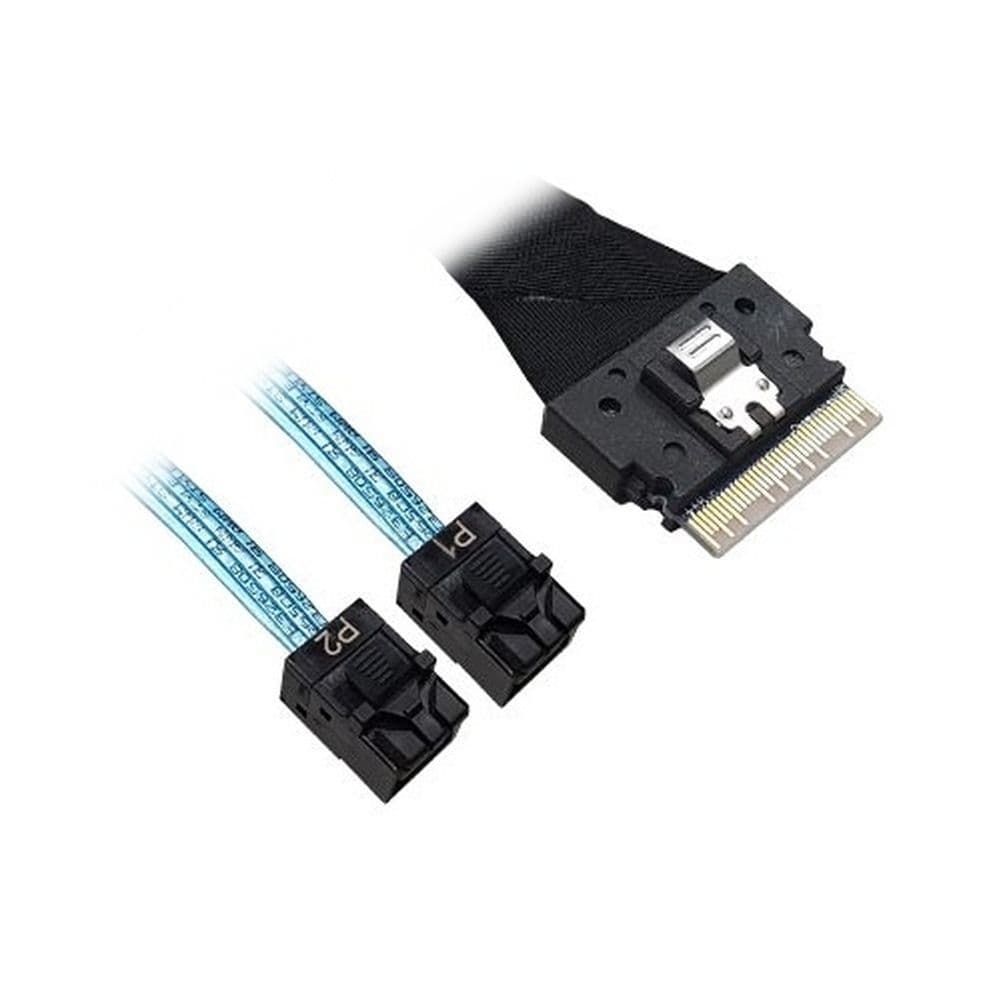 Кабель DiliVing DLSL74-8911 Slimline SASx8 (SFF8654) -to- 2 HDmSAS x4 (SFF8643), 85 Ohm, 75 cm