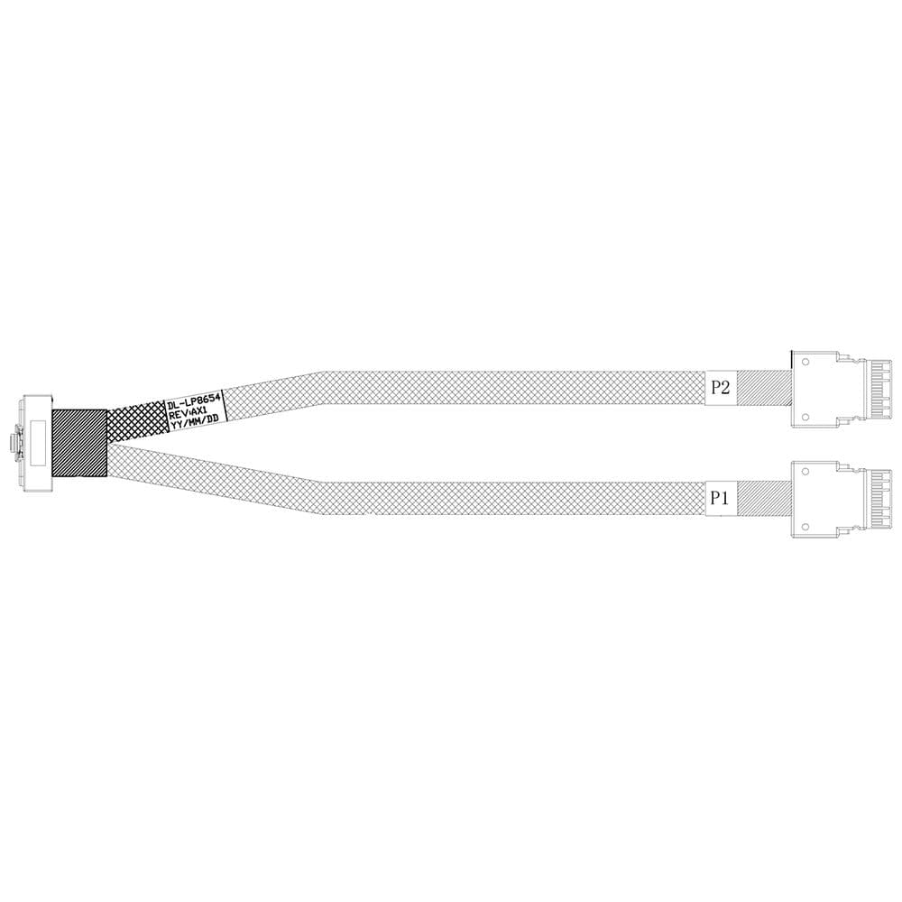 Кабель DiliVing DL-LP8654 Cable Slimline LowProfile x8 (SFF8654LP прямой) -TO- 2x Slimline x4 (SFF8654 прямой), 85 Ohm, PCIe4.0, L:80cm