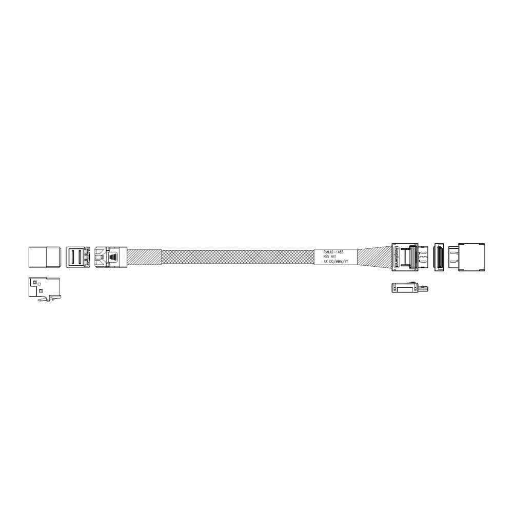 Кабель Amphenol RML42-1483 Cable OcuLink SFF8611 4i -TO- SFF8643, 85 Ohm, PCIe Gen4, L:57cm
