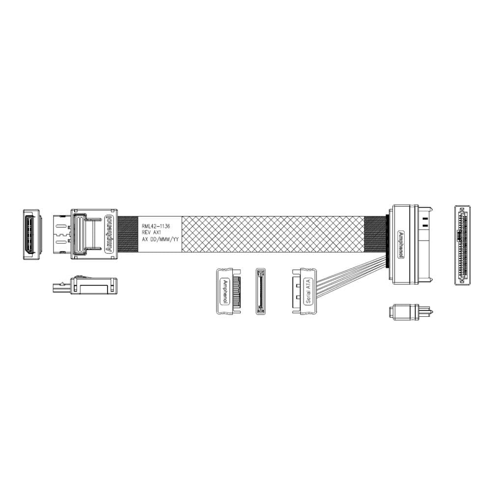 Кабель Amphenol RML42-1136 Cable OcuLink SFF8611 4i -TO- SFF8639, 85 Ohm, L:100cm