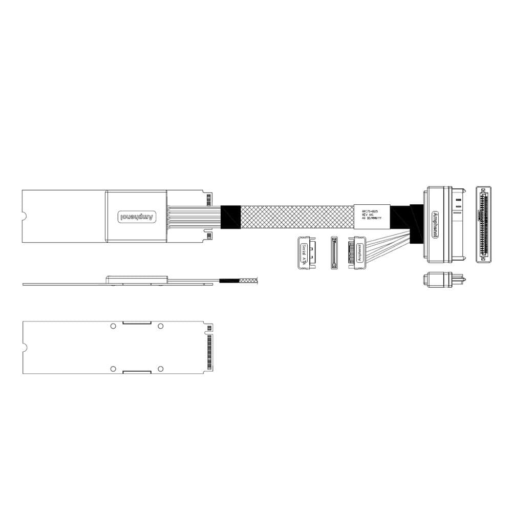 Кабель Amphenol RPC75-0056 Cable M.2 (75pin) -TO- U.2 SFF8639, 100 Ohm, PCIe Gen3, L:75cm