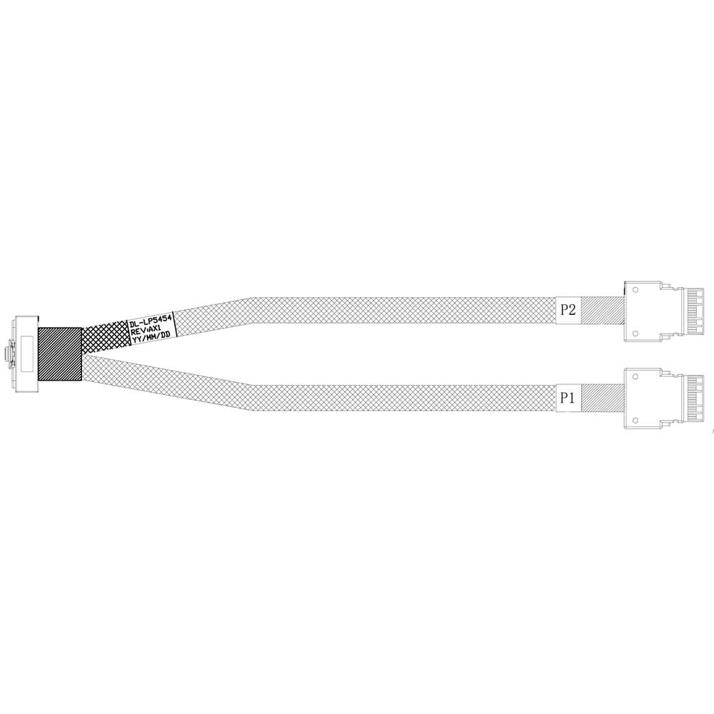Кабель DiliVing DL-LP5454 Slimline LP x8 (SFF8654LP угловой) -to- 2 Slimline SASx4 (SFF8654), 85 Ohm, PCI Gen4, 80cm