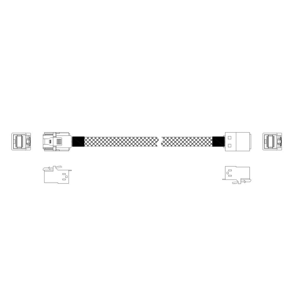 Кабель Miradeed MD-6715028, HDmSAS SFF8643 -to- HDmSAS SFF8643 + SideBand, SAS 3.0 (12G), 85 Ohm, 80cm