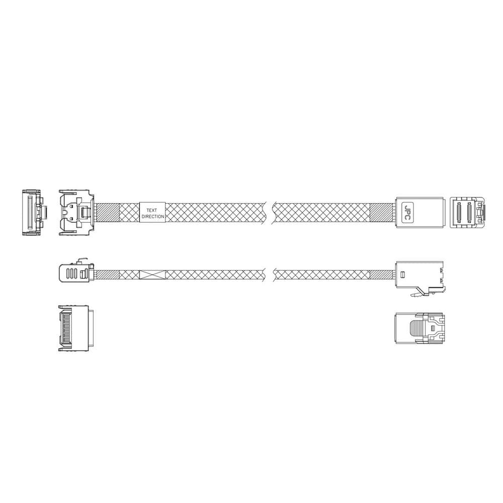 Кабель DiliVing DLSL38-2804 Cable MCIO x4 38P (прямой) -TO- HD MiniSAS 4i 36P (SFF8643, прямой), 85 Ohm, PCIe 4.0, L:80cm (CMC43)