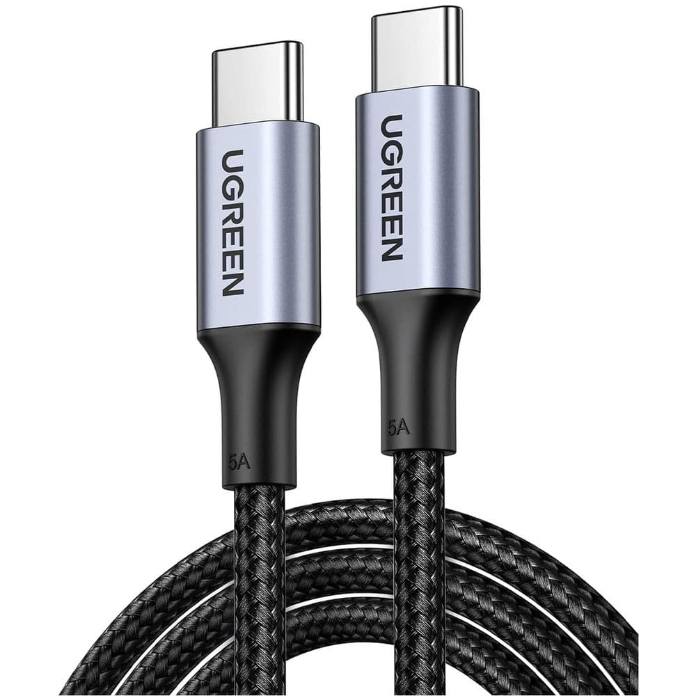 Кабель UGREEN US316 (70427) USB-C 2.0 to USB-C 2.0 5A Data Cable. Длина 1 м. Цвет: черный