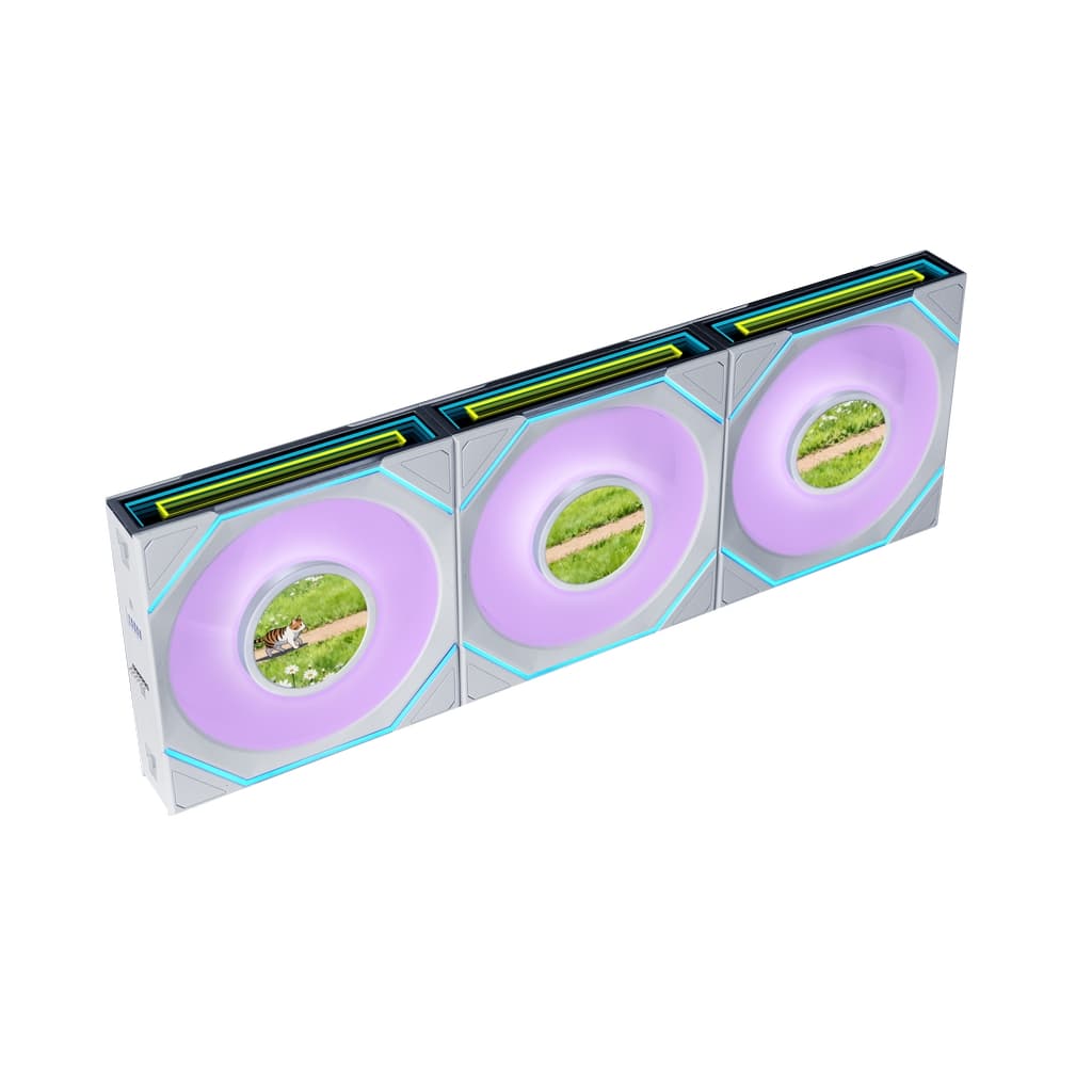 Комплект вентиляторов (3шт.) Lian Li UNI FAN SL INF LCD FLEX 120 / 12SLIND1F3W WHITE / 120x124x28мм (PWM, ARGB, 2600 об/мин (Max.), 33dBa) / G9F.12SLIND1F3W.R0