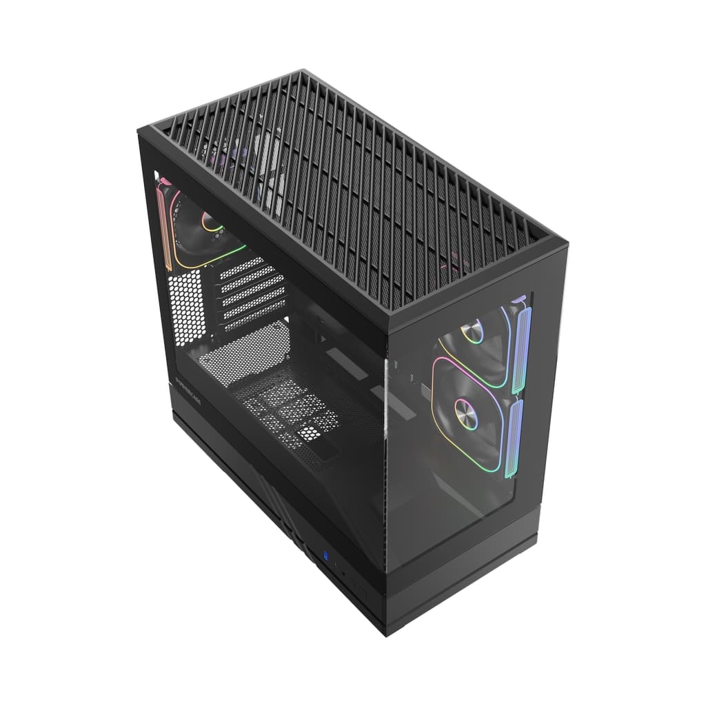 Корпус Powercase GT3 ARGB V2, TG, Type-C, 3x 120мм ARGB PWM Fans, ARGB+PWM HUB, Nylon filters, черный, mATX  (CMGT3BV2-A3)