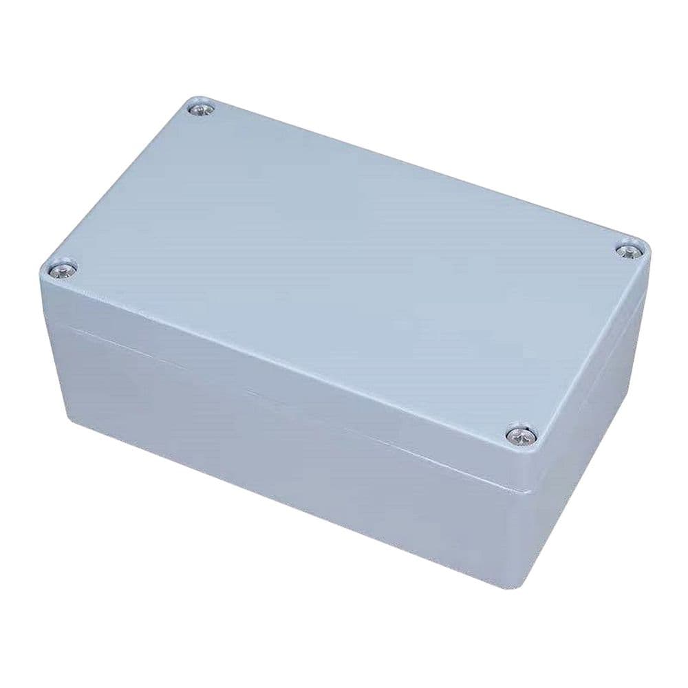 Корпус ACD XG387 Metal case IP65, 200*120*80mm, металлический, 3 отверстия (28 + 28 + 23мм) с резиновыми заглушками, цвет сереб