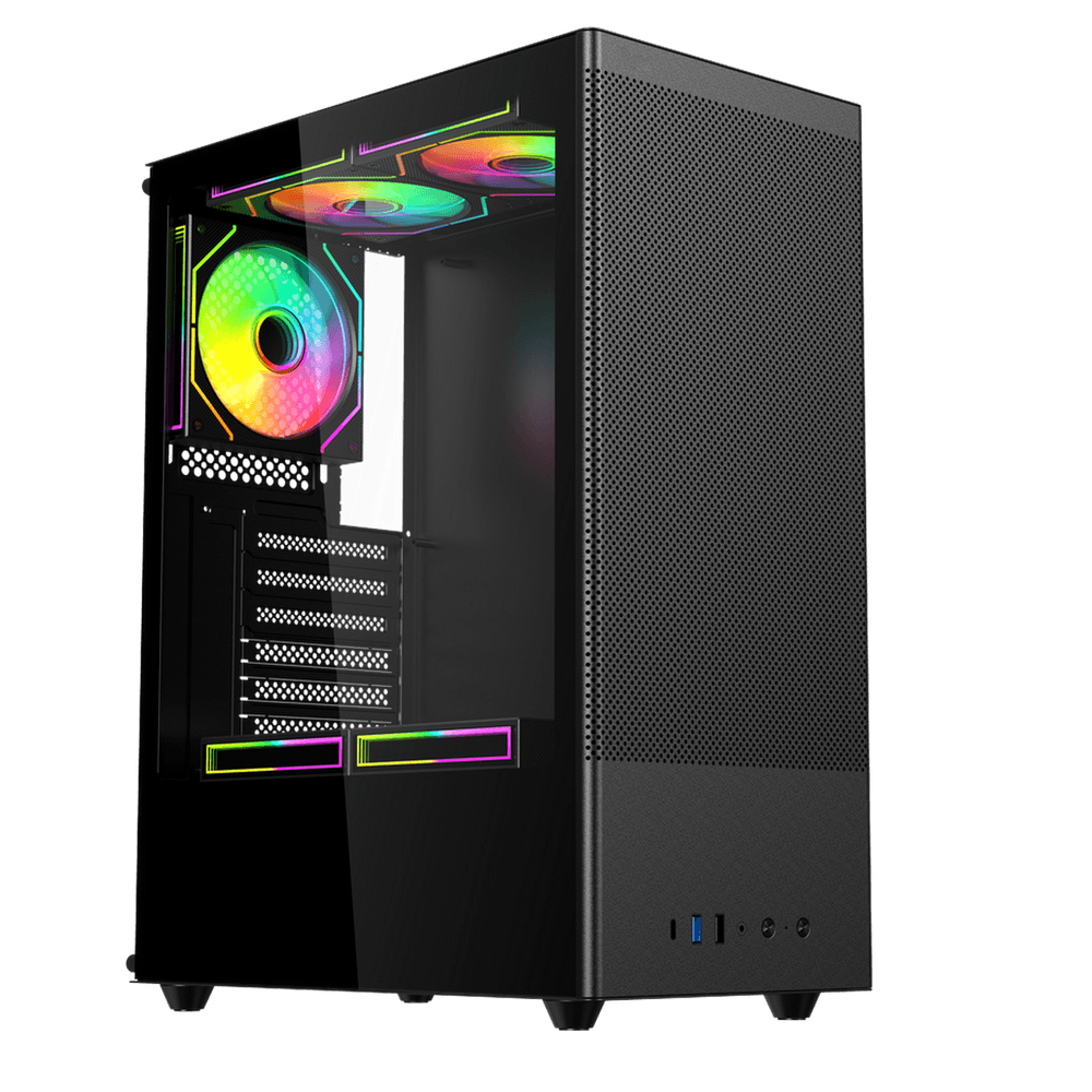 Корпус для ПК ACD Citadel 108B ATX, Type-C + 2XUSB ports + HD audio combo, Mesh, TG, Black.