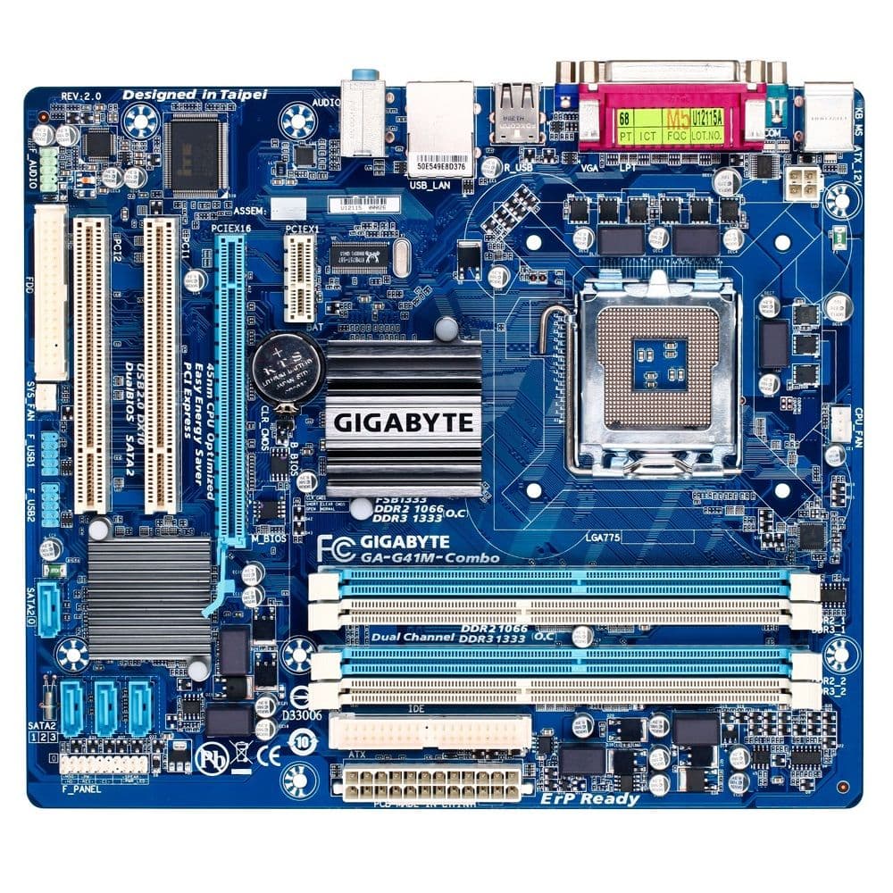 Материнская плата Gigabyte GA-G41M-COMBO-GQ, Socket 775, Intel®G41+ICH7, 2xDDR3-1066+2xDDR2-1066, D-SUB, 1xPCI-Ex16, 1xPCI-Ex1