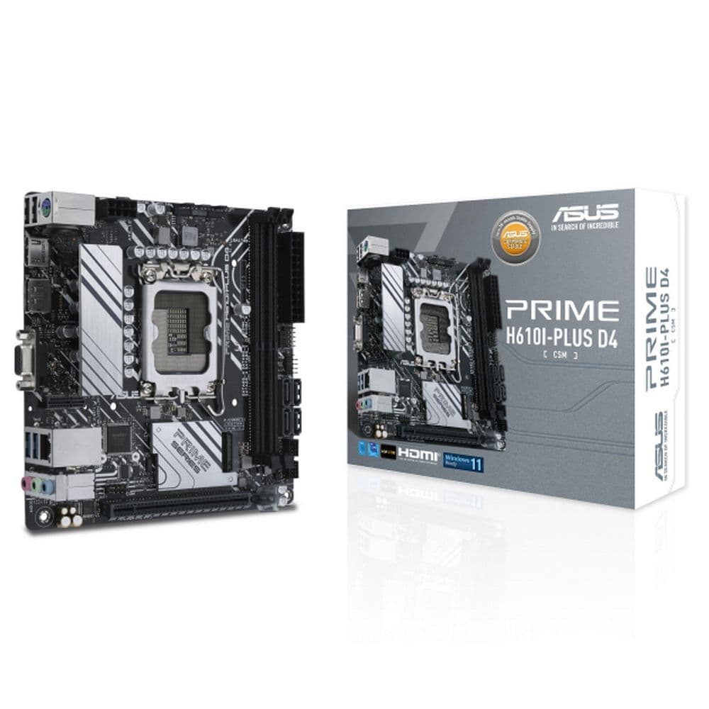 Материнская плата ASUS PRIME H610I-PLUS D4-CSM LGA1700 mini-ITX 2xDDR4 PCIEx16 M.2 DP HDMI VGA GLAN (90MB1B20-M0EAYC)
