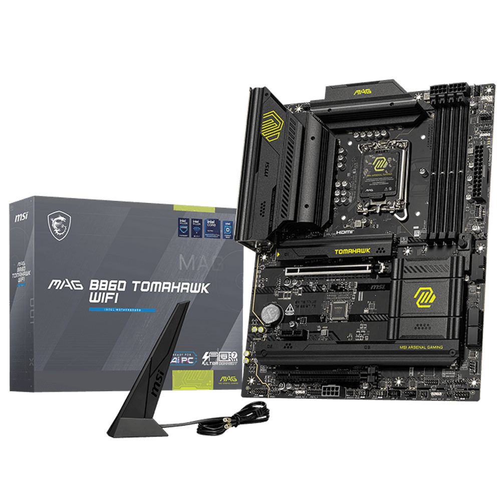 Материнская плата MSI MAG B860 TOMAHAWK WIFI B860, LGA1851, 4*DDR5, 2*PCIEx16, 1*PCIEx1, 3*M.2, 3*TypeC, 4*USB3.2Gen2, 2*USB3.2G