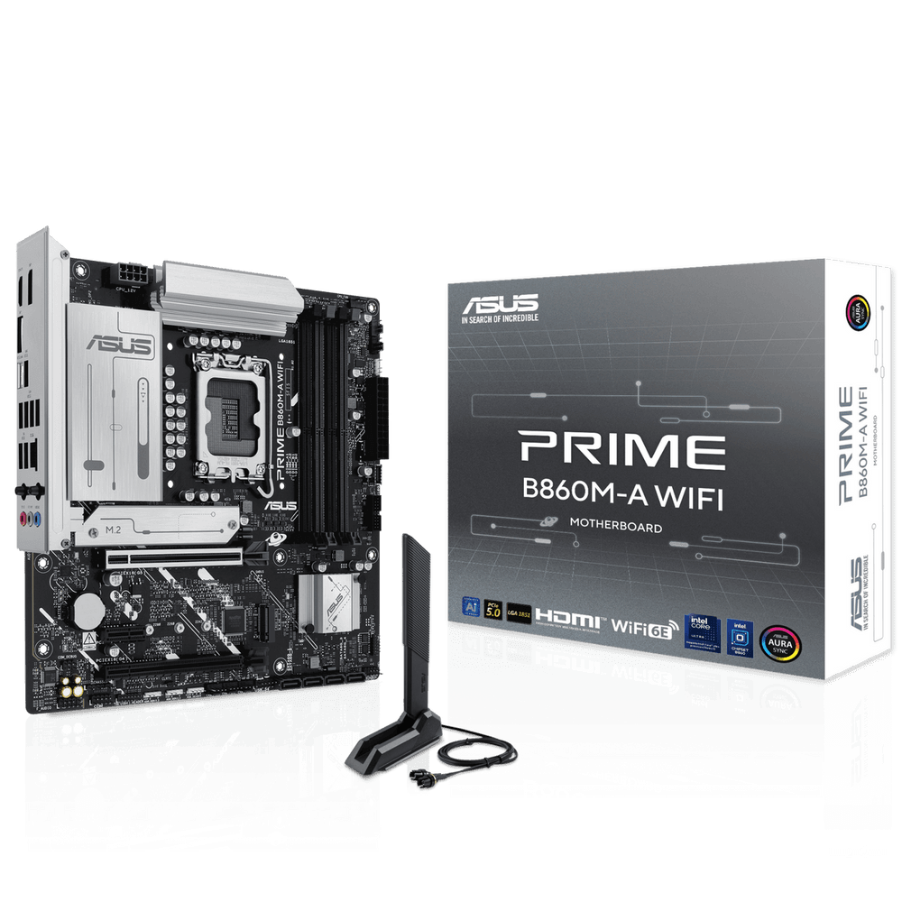 Материнская плата ASUS PRIME B860M-A WIFI LGA1851 mATX 4xDDR5 2xPCIEx16 PCIEx1 2xM.2 USB-C 2xDP HDMI 2.5GLAN Wi-Fi 6Е