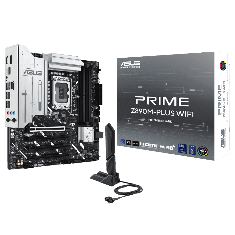 Материнская плата ASUS PRIME Z890M-PLUS WIFI LGA1851 mATX 4xDDR5 4xPCIEx16 3xM.2 USB-C DP HDMI 2.5GLAN Wi-Fi 7