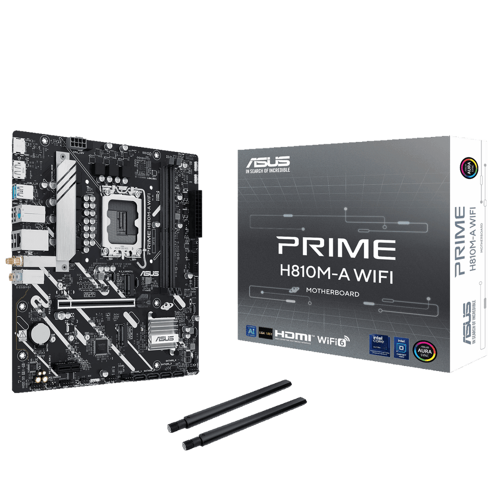 Материнская плата ASUS PRIME H810M-A WIFI LGA1851 mATX 2xDDR5 PCIEx16 PCIEx1 2xM.2 DP HDMI GLAN Wi-Fi 6