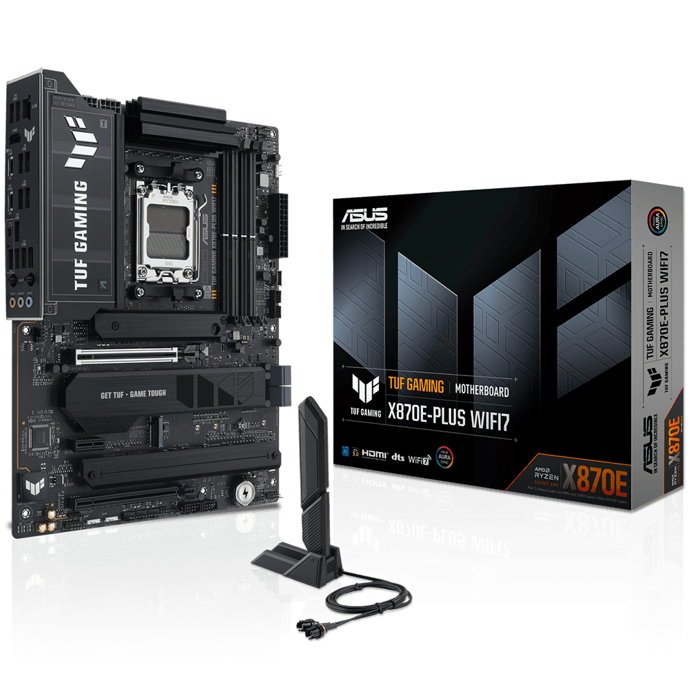 Материнская плата ASUS TUF GAMING X870E-PLUS WIFI7 AM5 ATX 4xDDR5 2xPCIEx16 PCIEx1 4xM.2 2хUSB-C HDMI 2.5GLAN Wi-Fi 7