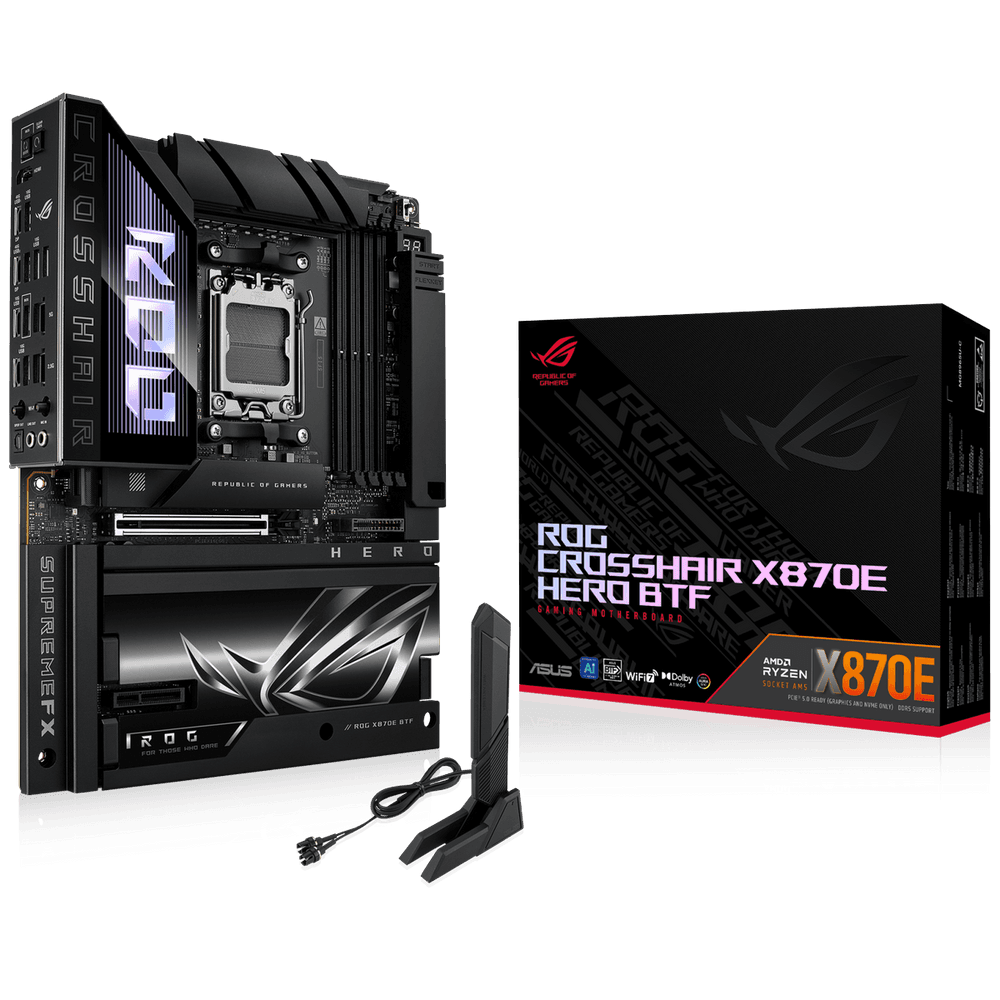 Материнская плата ASUS ROG CROSSHAIR X870E HERO BTF AM5 ATX 4xDDR5 PCIEx16 PCIEx4 5xM.2 4xUSB-C HDMI 5GLAN 2.5GLAN Wi-Fi 7