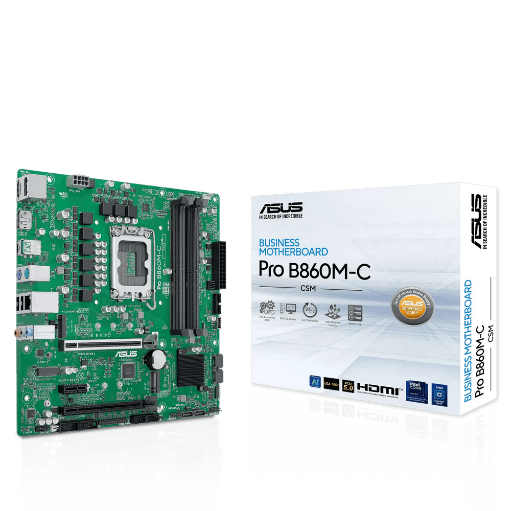 Материнская плата ASUS PRO B860M-C-CSM LGA1851 mATX 4xDDR5 2xPCIEx16 PCIEx1 USB-C 2xDP HDMI 2xM.2 GLAN