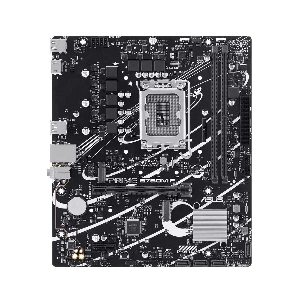 Материнская плата ASUS PRIME B760M-F LGA1700 mATX 2xDDR5 PCIEx16 PCIEx1 2xM.2 HDMI GLAN