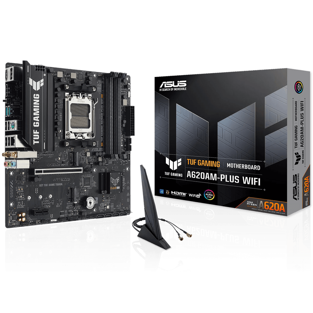 Материнская плата ASUS TUF GAMING A620AM-PLUS WIFI AM5 mATX 4xDDR4 PCIEx16 2xPCIEx1 2xM.2 2xDP HDMI 2.5GLAN WIFI 6