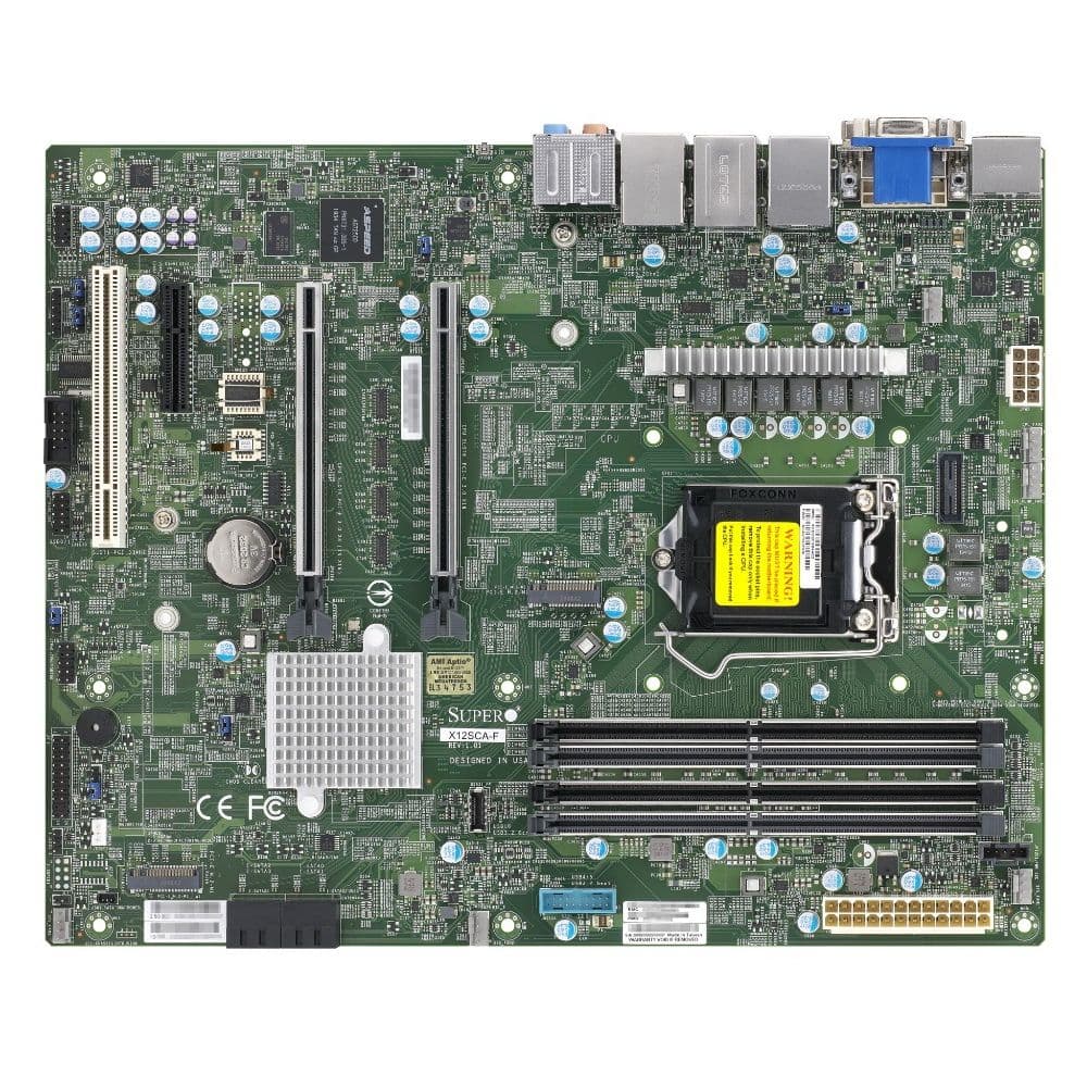 Материнская плата SuperMicro MBD-X12SCA-F-B W-1200 CPU, 4 DIMM slots, Intel W480 controller for 4 SATA3 (6 Gbps) ports, RAID 0