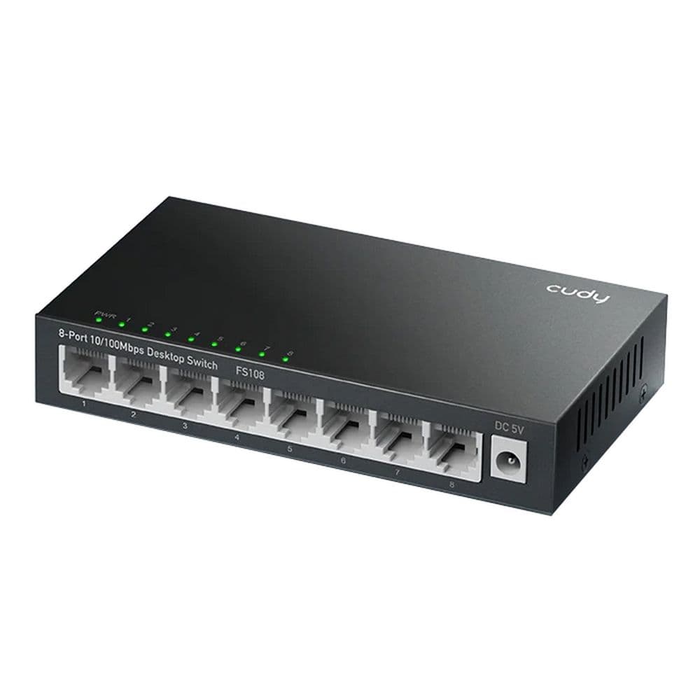 Коммутатор CUDY 8-Port 10/100 Mbps Metal Switch 8-Port 10/100 Mbps Desktop Switch, 8 10/100M RJ45 Ports, Loop Detection, Metal C