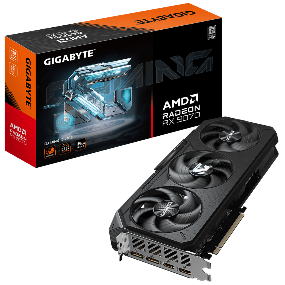 Видеокарта Gigabyte RX9070 GAMING OC 16GB GDDR6 256bit 2xDP 2xHDMI 3FAN RTL