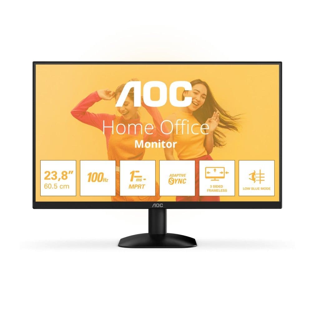 Монитор 23.8" AOC 24B35HM2 VA, 1920x1080, 100Hz, 4ms, 250сd/m, 4000:1 | VGA, HDMI(1.4) | ExPSU, Vesa 100, Black