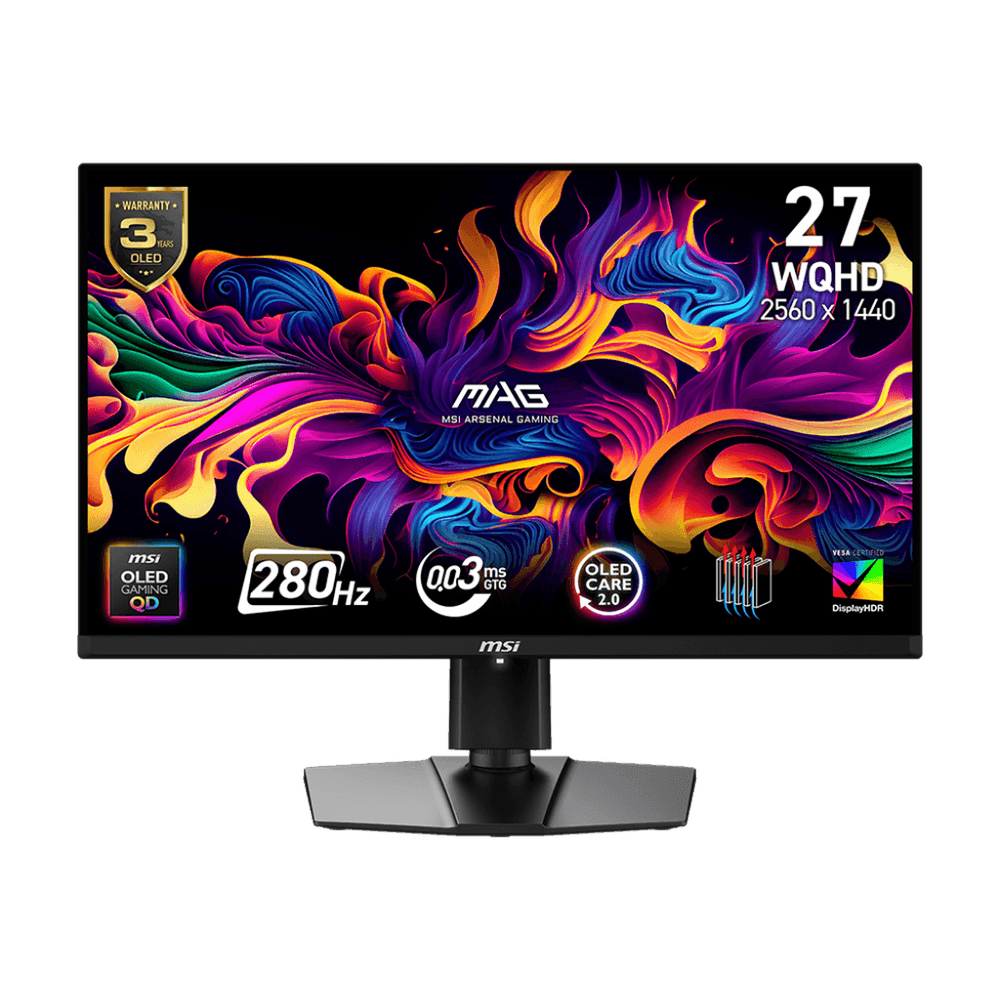 Монитор 26.5" MSI MAG 271QP QD-OLED X28 QD-OLED, 2560x1440, 280Hz, 0,03ms, 250сd/m, 1500000:1, HDR10 | 2xHDMI(2.1), DP(1.4a), T