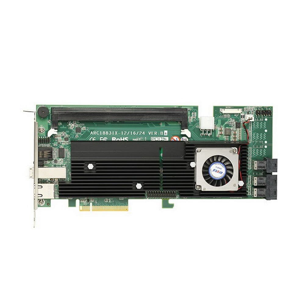 RAID-контроллер Areca ARC-1883ix-12 PCIe 3.0 x8 Full Profile, SAS/SATA 12G, RAID 0,1,5,6,10,50,60, 16port (3*int SFF8643 + 1*ext