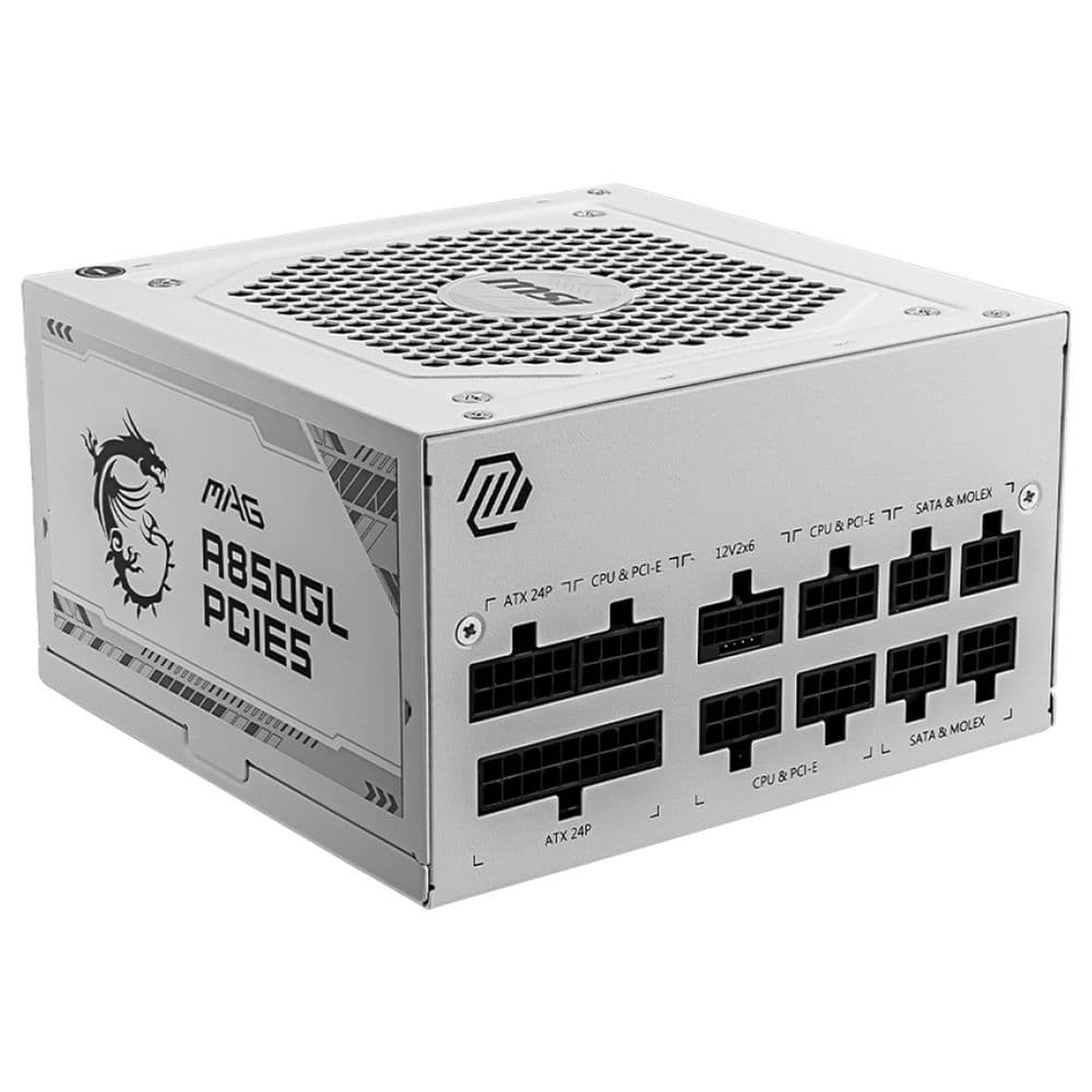 Блок питания MSI MAG A850GL PCIE5 WHITE, 850W, 80+ Gold, полностью модульный, ATX 3.1, PCIE5.1, RTL