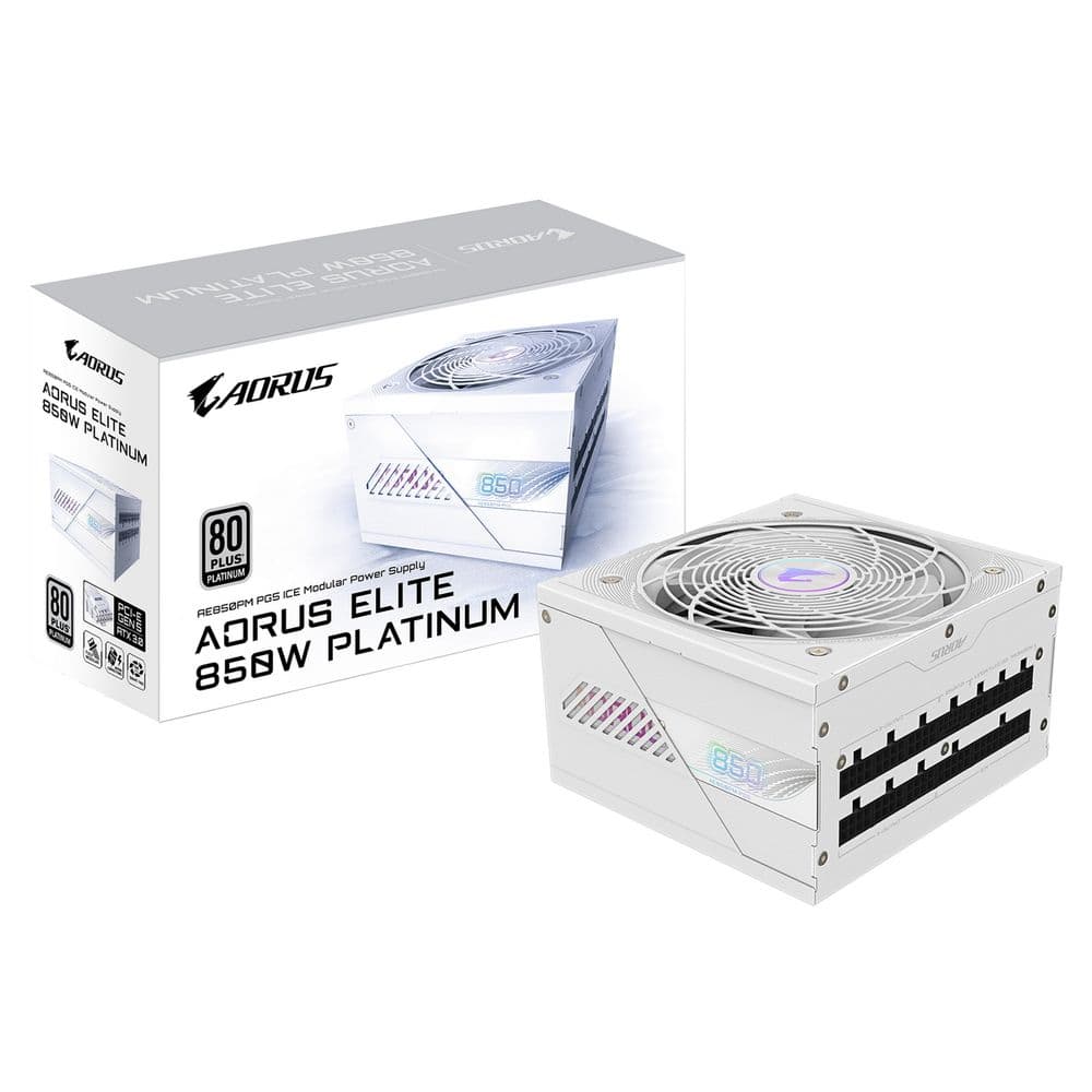 Блок питания ПК Gigabyte AE850PM PG5 ICE 850W, 80Plus, Platinum, Полностью модульный, PCIe Gen 5.1, ATX 3.0 compatible. 28200-AE