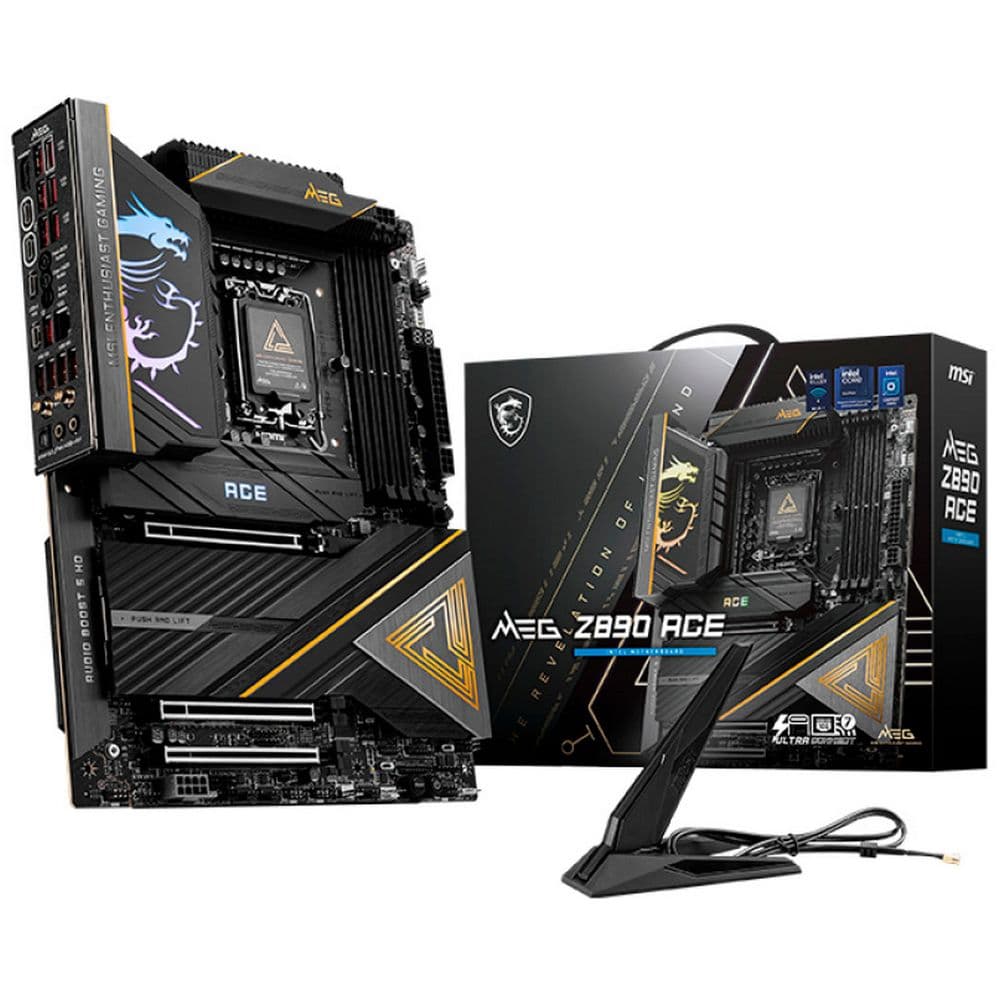 Материнская плата MSI MEG Z890 ACE Z890, LGA1851, 4*DDR5, 3*PCIEx16, 5*M.2, 3*TypeC, 11*USB3.2Gen2, 4*USB3.2Gen1, 4*USB2.0, 4*SA