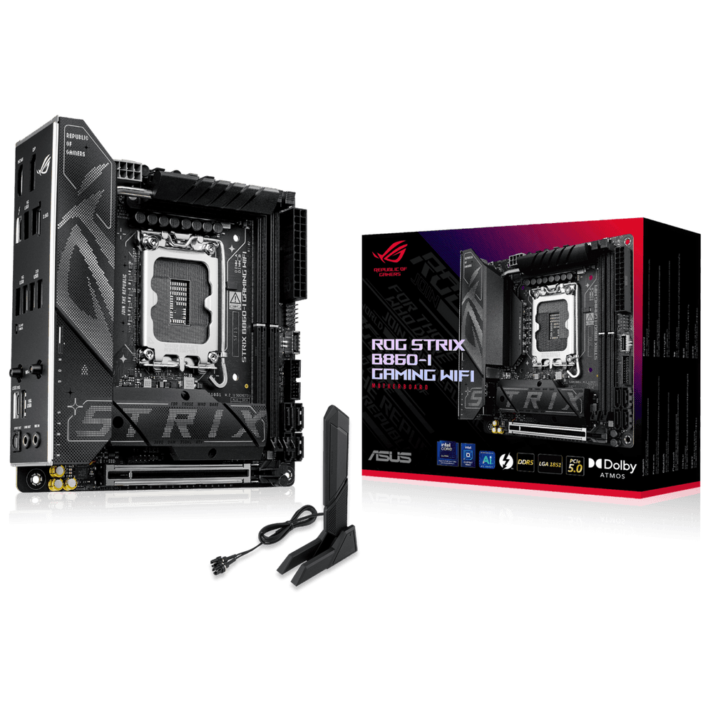 Материнская плата ASUS ROG STRIX B860-I GAMING WIFI LGA1851 mini-ITX 2xDDR5 PCIEx16 2xM.2 Thunderbolt USB-C DP HDMI 2.5GLAN Wi-F