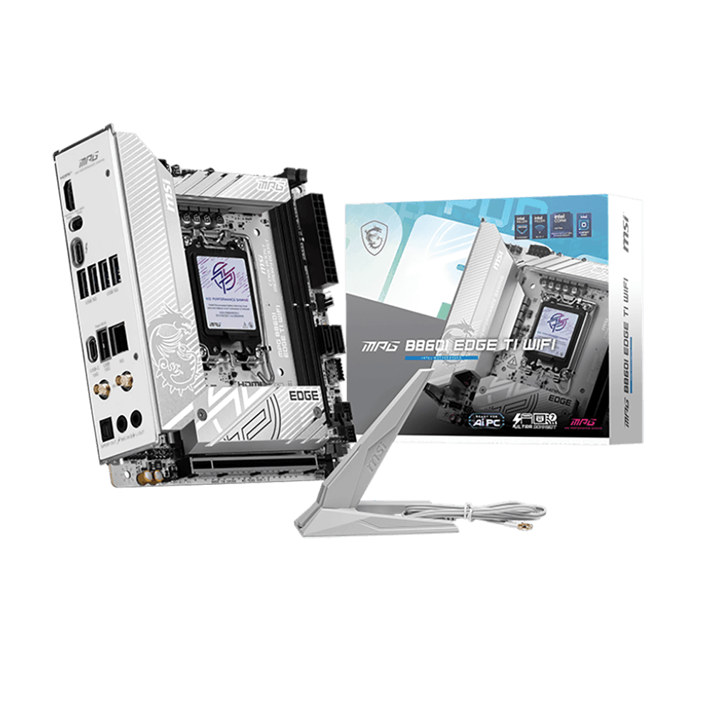 Материнская плата MSI MPG B860I EDGE TI WIFI B860, LGA1851, 2*DDR5, 1*PCIEx16, 2*M.2, 2*TypeC, 1*USB3.2Gen2, 6*USB3.2Gen1, 2*USB