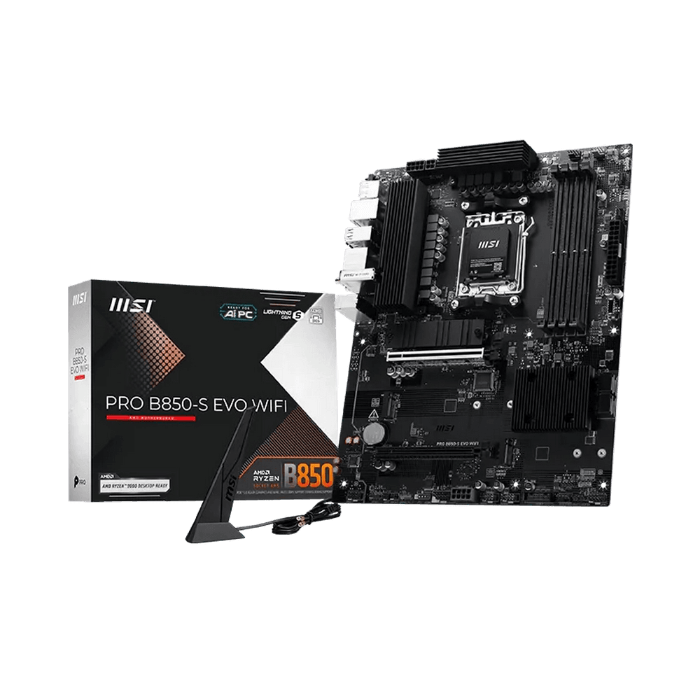 Материнская плата MSI PRO B850-S EVO WIFI B850, AM5, 4*DDR5, 2*PCIEx16, 3*M.2, 2*TypeC, 2*USB3.2Gen2, 4*USB3.2Gen1, 8*USB2.0, 4*