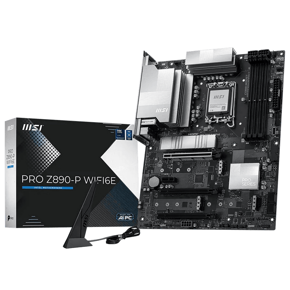 Материнская плата MSI PRO Z890-P WIFI6E Z890, LGA1851, 4*DDR5, 3*PCIEx16, 1*PCIEx1, 4*M.2, 2*TypeC, 1*USB3.2 Gen2, 6*USB3.2 Gen1
