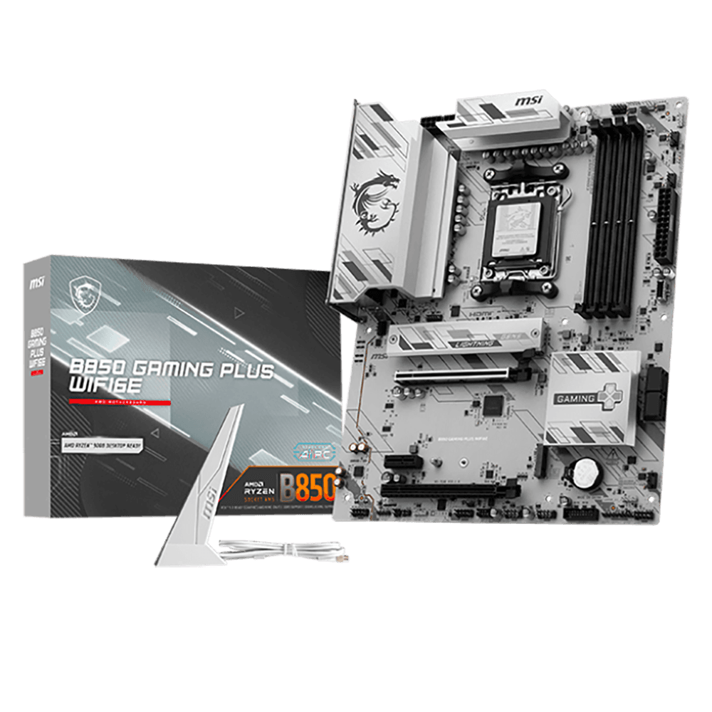Материнская плата MSI B850 GAMING PLUS WIFI6E B850, AM5, 4*DDR5, 2*PCIEx16, 1*PCIEx1, 2*M.2, 2*TypeC, 3*USB3.2Gen2, 6*USB3.2Gen1