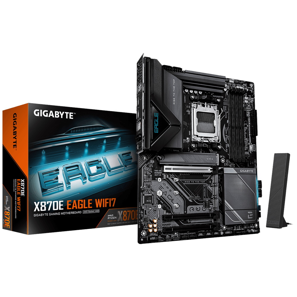 Материнская плата Gigabyte X870E EAGLE WIFI7 X870, AM5, 4xDDR5, 3*PCI-Ex16, 4*M.2, 1*TypeC, 2*USB3.2Gen2, 8*USB3.2Gen1, 8*USB2.0