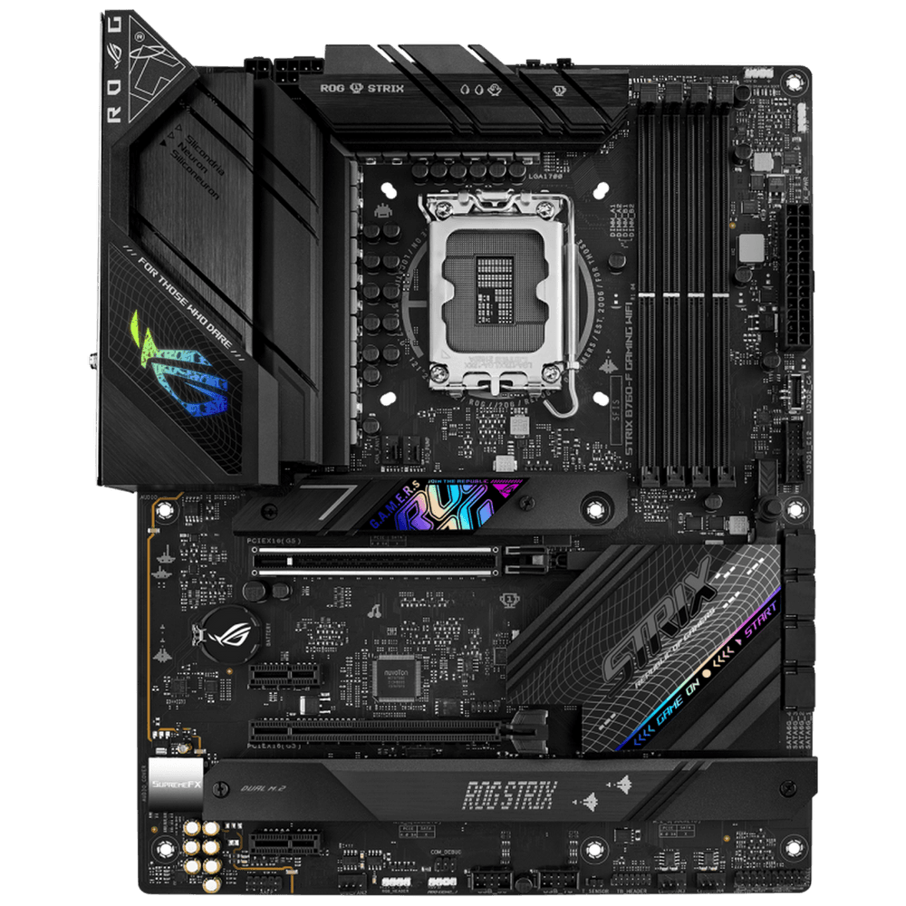 Материнская плата ASUS ROG STRIX B760-F GAMING WIFI LGA1700 ATX 4xDDR5 2xPCIEx16 2xPCIEx1 3xM.2 USB-C DP HDMI 2.5GLAN Wi-Fi 6E