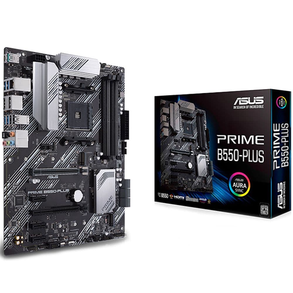 Материнская плата ASUS PRIME B550-PLUS AM4 ATX 4xDDR4 2хPCIEx16 3хPCIEx1 2xM.2 USB-C DP HDMI GLAN RTL10