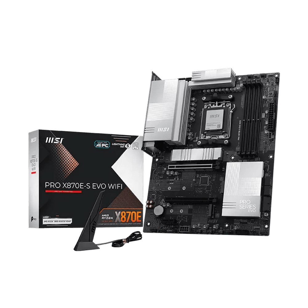 Материнская плата MSI PRO X870E-S EVO WIFI X870E, AM5, 4*DDR5, 2*PCIEx16, 1*PCIEx1, 3*M.2, 2*TypeC, 2*USB3.2Gen2, 6*USB3.2Gen1