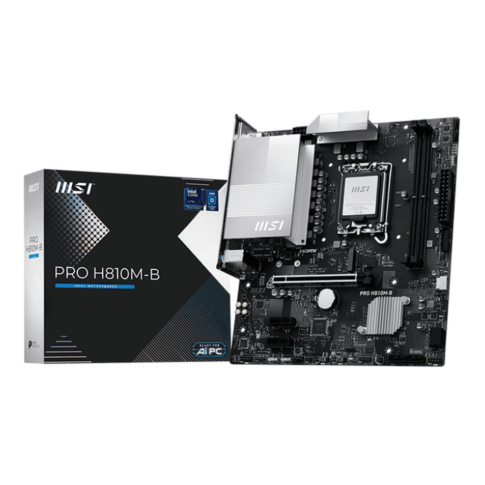 Материнская плата MSI PRO H810M-B H810, LGA1851, 2*DDR5, 1*PCIEx16, 2*PCIEx1, 1*M.2, 1*TypeC, 4*USB3.2Gen1, 8*USB2.0, 4*SATA3.0