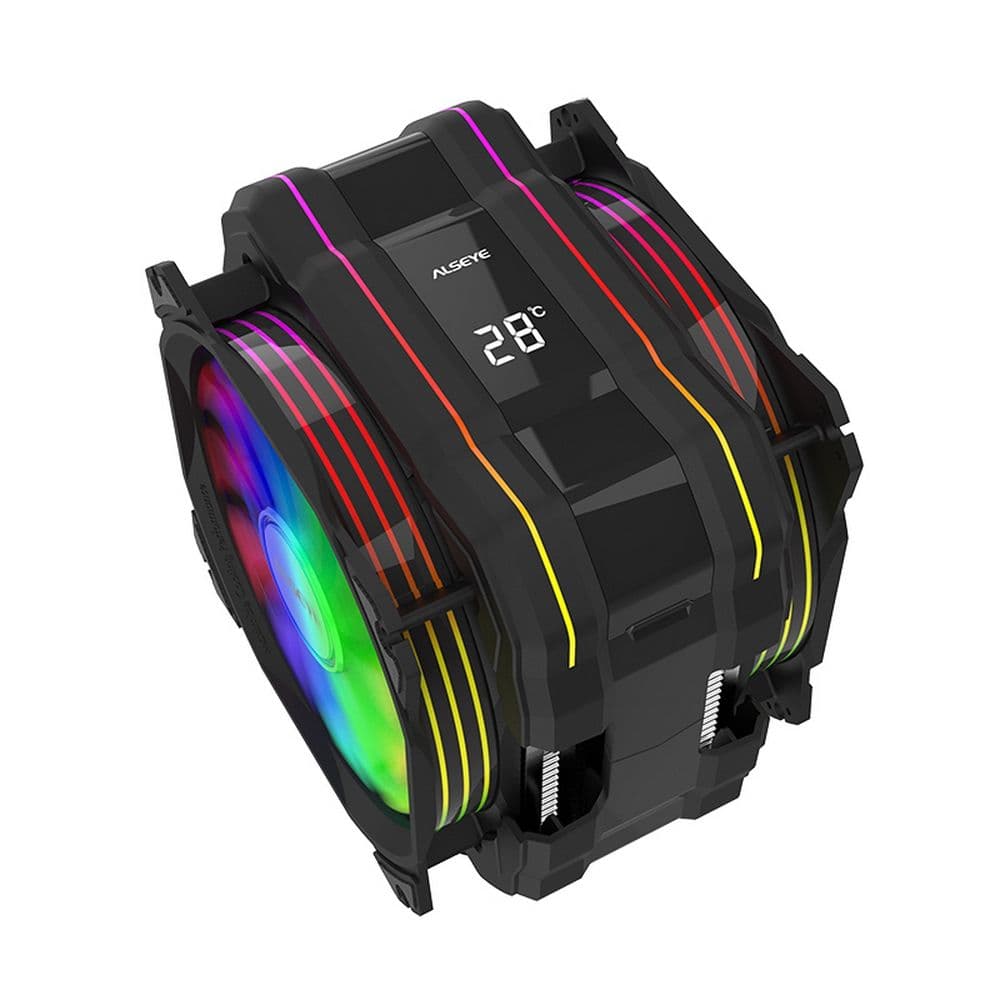 Вентилятор ALSEYE M120D (PLUS) Universal, 200W, Heat pipe 6mm*6, 120mm FAN 7001900rpm, 73.75CFM, 41.2dBA, 8 LED, LED temperature