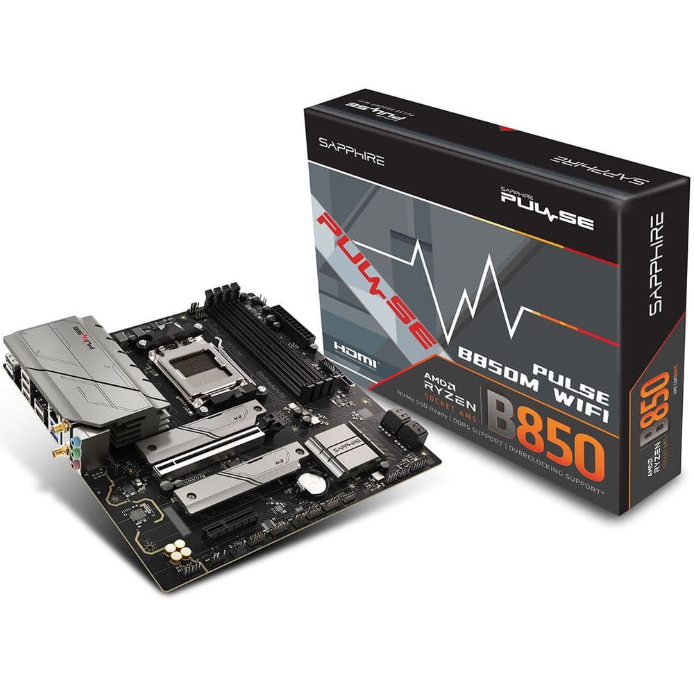 Материнская плата Sapphire B850M PULSE WIFI B850, AM5, 4*DDR5, 1*PCIEx16, 1*PCIEx4, 2*M.2, 2*TypeC, 4*USB3.2Gen1, 10*USB2.0, 4*S