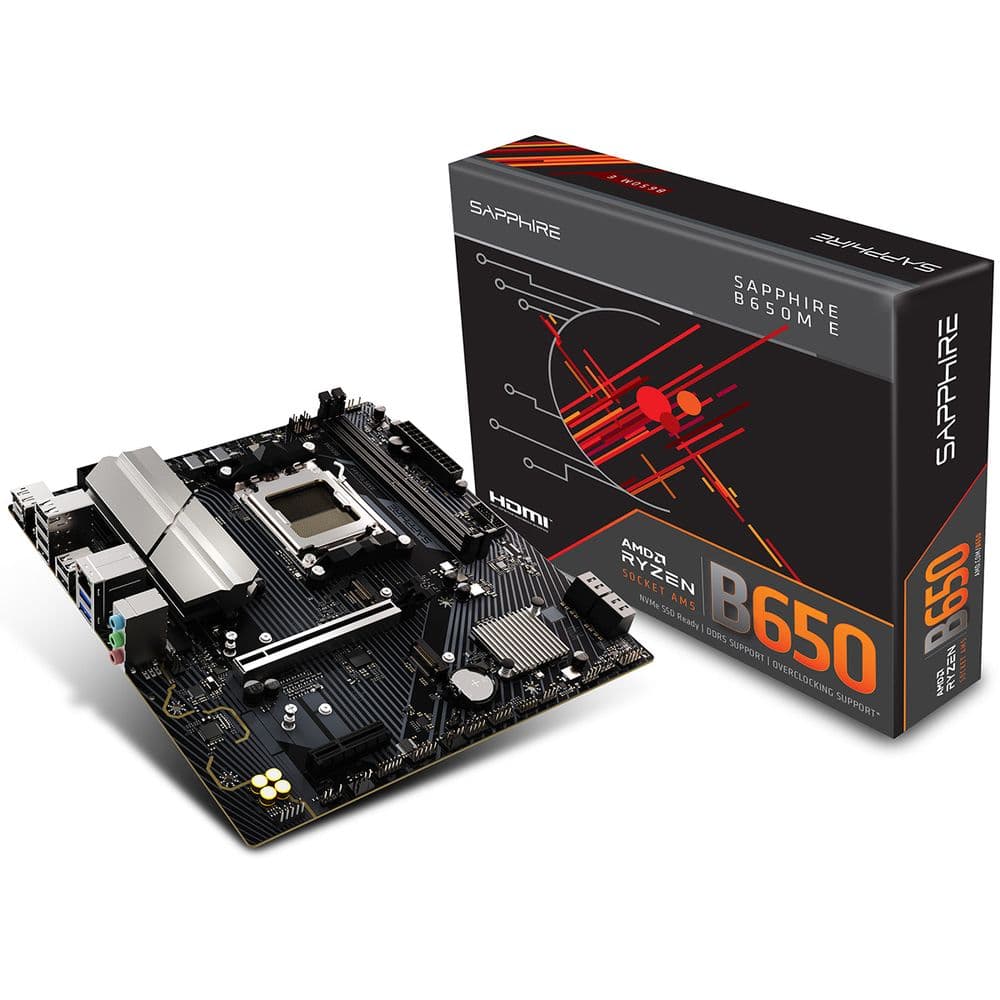 Материнская плата Sapphire B650M-E B650, AM5, 2*DDR5, 1*PCIEx16, 1*PCIEx4, 2*M.2, 4*USB3.2Gen1, 10*USB2.0, 4*SATA3.0, 2.5G, DP