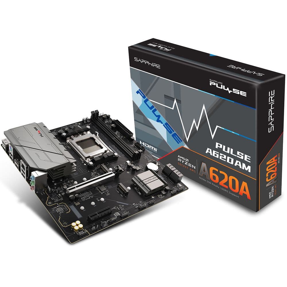 Материнская плата Sapphire A620AM PULSE A620, AM5, 2*DDR5, 1*PCIEx16, 1*PCIEx4, 2*M.2, 4*USB3.2Gen1, 6*USB2.0, 4*SATA3.0, 1G, DP