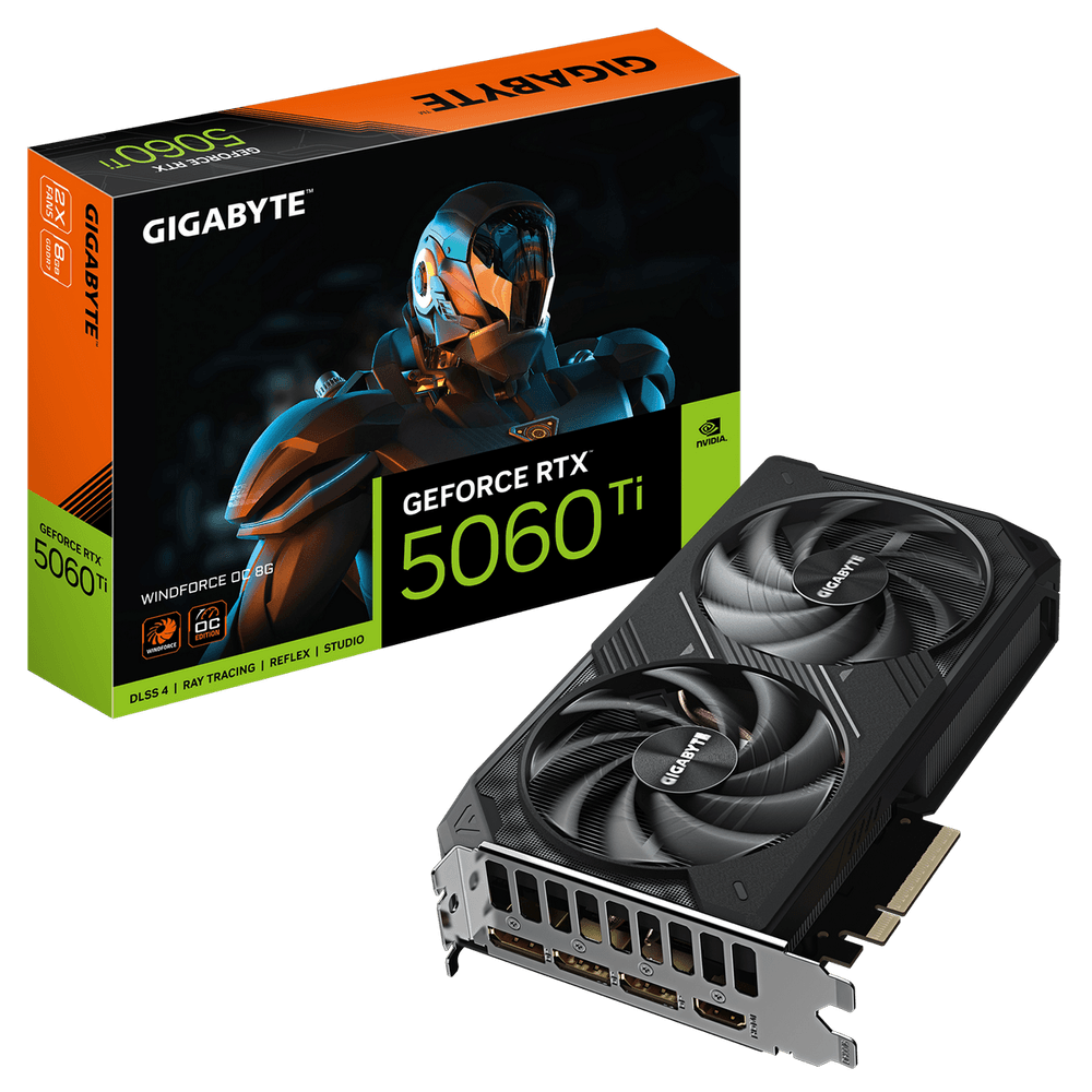 Видеокарта Gigabyte RTX5060Ti WINDFORCE OC 8GB GDDR7 128bit 3xDP HDMI 2FAN RTL