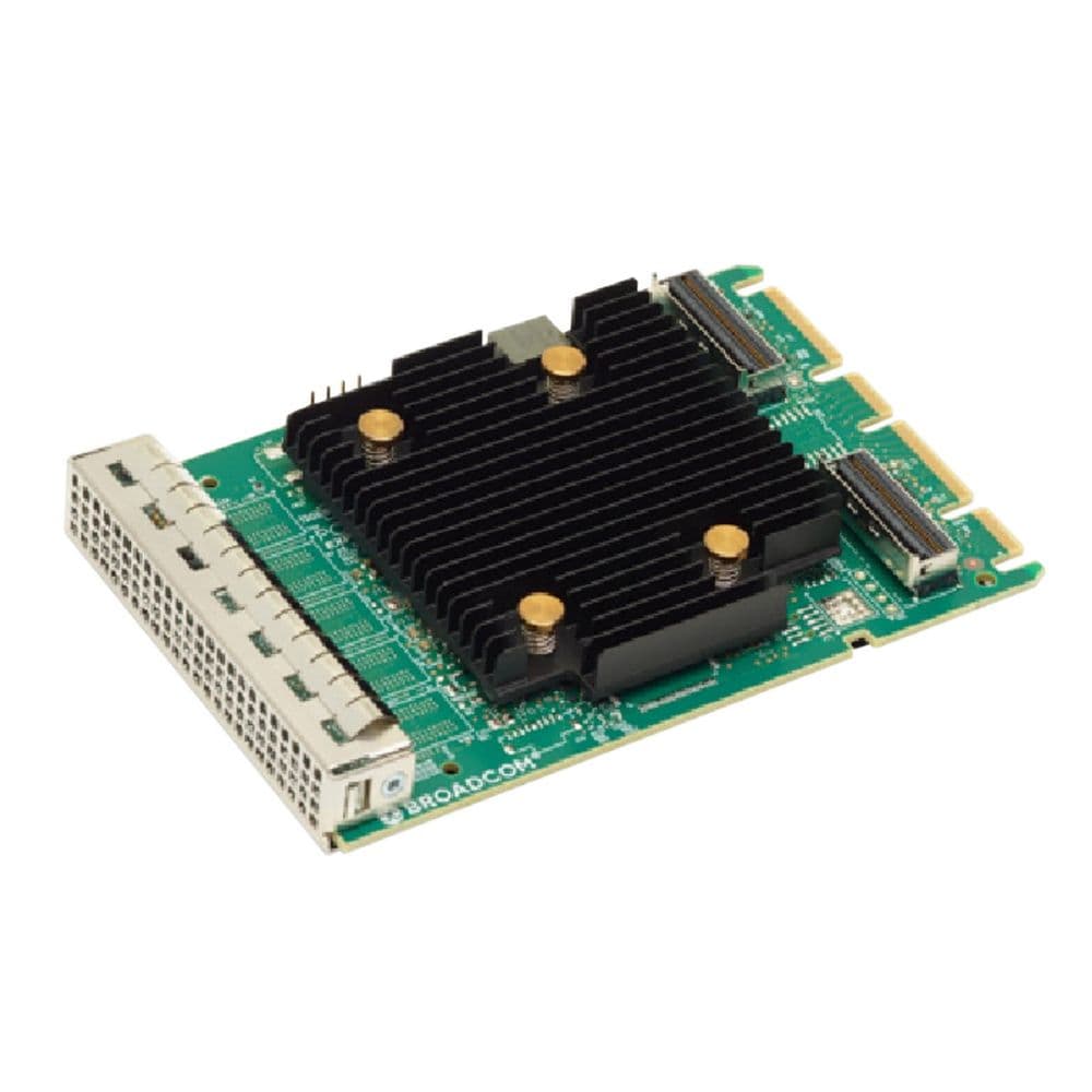 HBA-адаптер Broadcom SAS 9502-16i SGL () OCP 3.0, PCIe v4 x8, Tri-Mode SAS/SATA/NVMe 12G HBA, 16port(2*int SFF8654), 3816 IOC, S